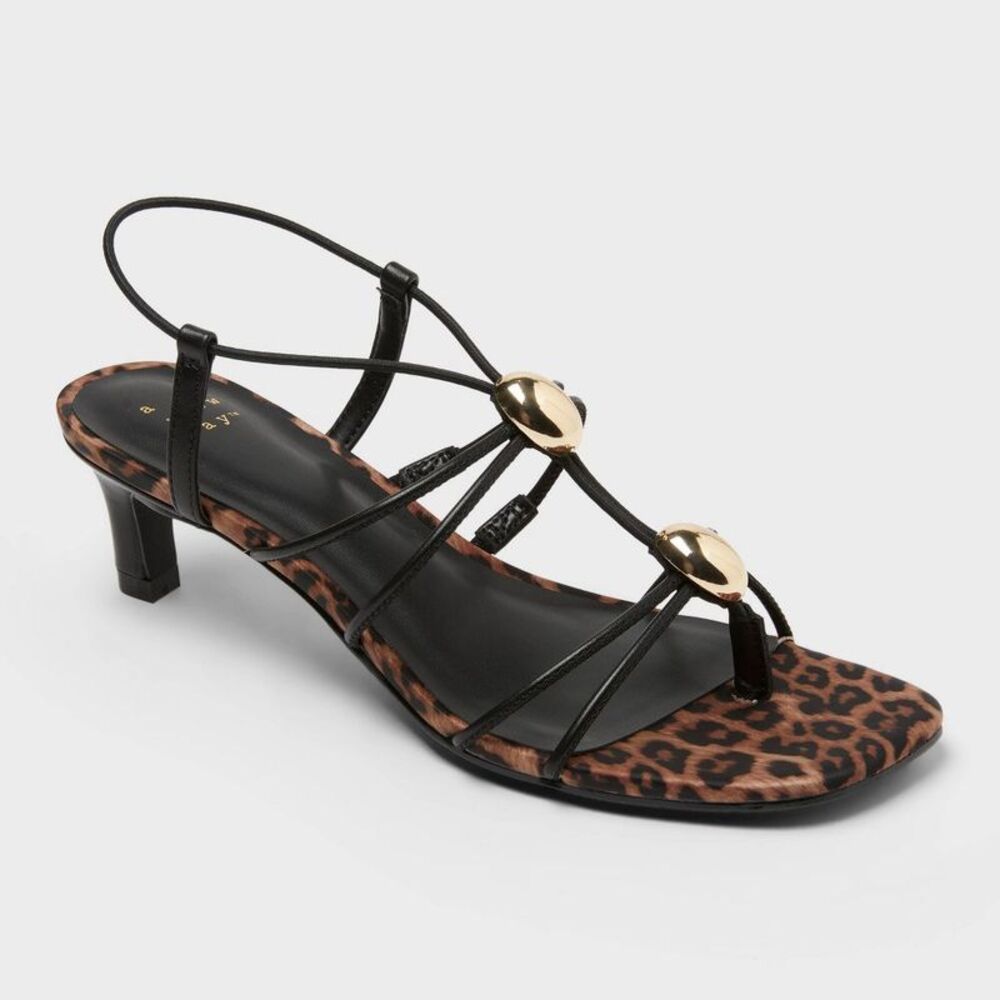 Open Box - A New Day - Women’s Yasmin Kitten Heels Leopard Print with Mem Brown